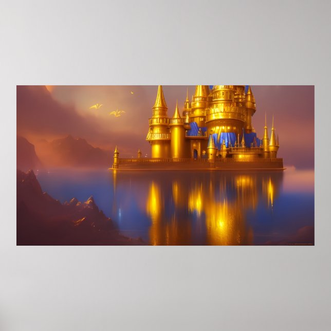 Golden Castle gold blue fantasy magical 3 Poster (Front)