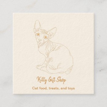 Golden Cat Square Business Card by businesscardsforyou at Zazzle