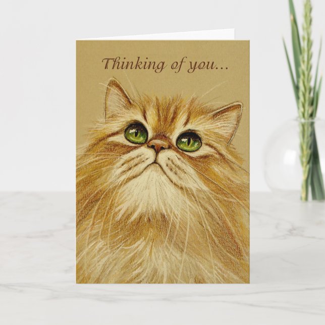 Golden Cat Thinking Of You - Card (Front)