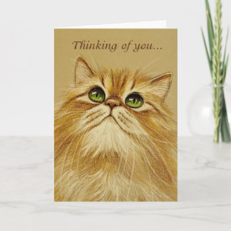 Golden Cat Thinking Of You - Card