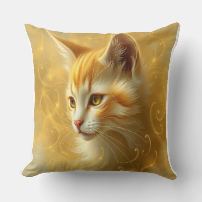 Golden cat  throw pillow (Front)