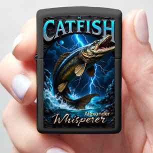 Golden Catfish Personalized Stormy River Zippo Lighter