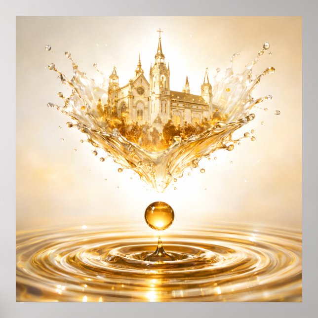 Golden Cathedral Liquid Splash Poster (Front)