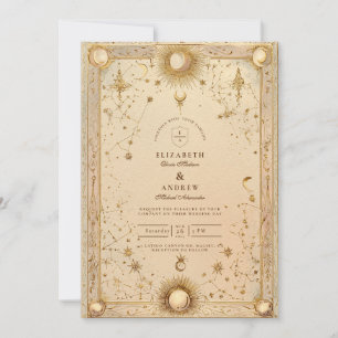 Golden Celestial Baroque Wedding Invitation