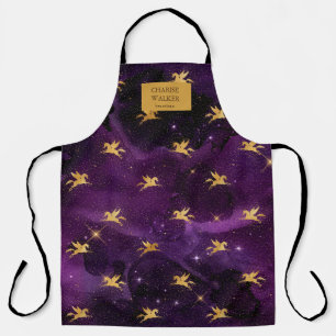 golden celestial beautician salon monogram apron