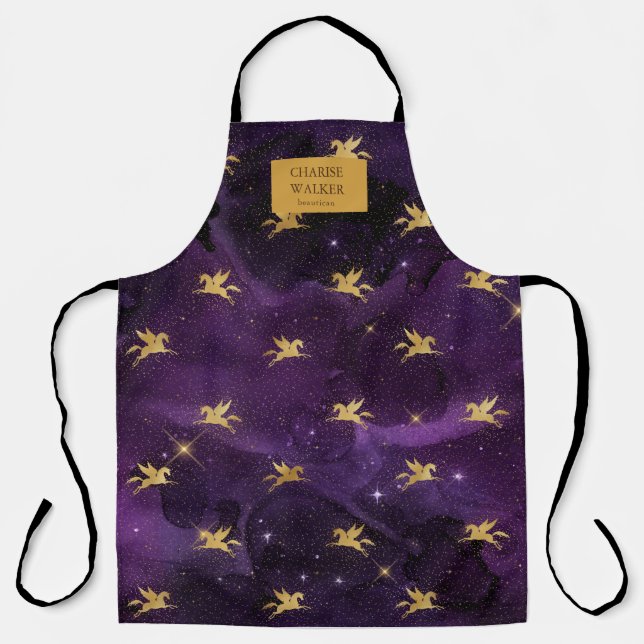 golden celestial beautician salon monogram apron (Front)