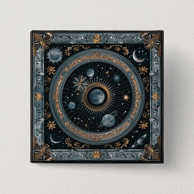 Golden Celestial Moon Orbit with Detailed Astral Button (Front)