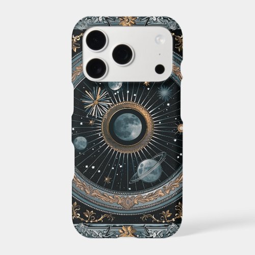 Golden Celestial Moon Orbit with Detailed Astral iPhone 17 Pro Case