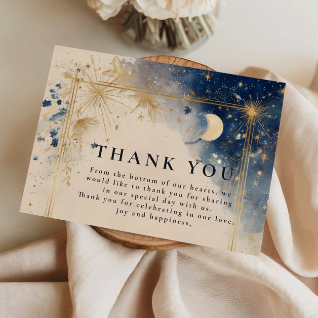 Golden Celestial Night Wedding Thank You Card (Creator Uploaded)