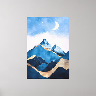 Golden Celestial Peaks Watercolor Canvas Print