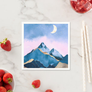 Golden Celestial Peaks Watercolor Napkins