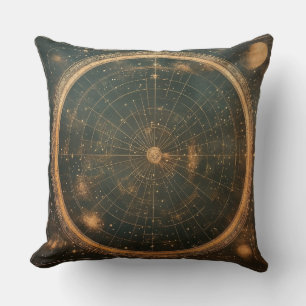 Golden Celestial Star Map (2) Throw Pillow
