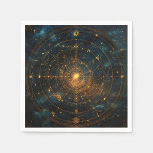 Golden Celestial Star Map (3) Napkins