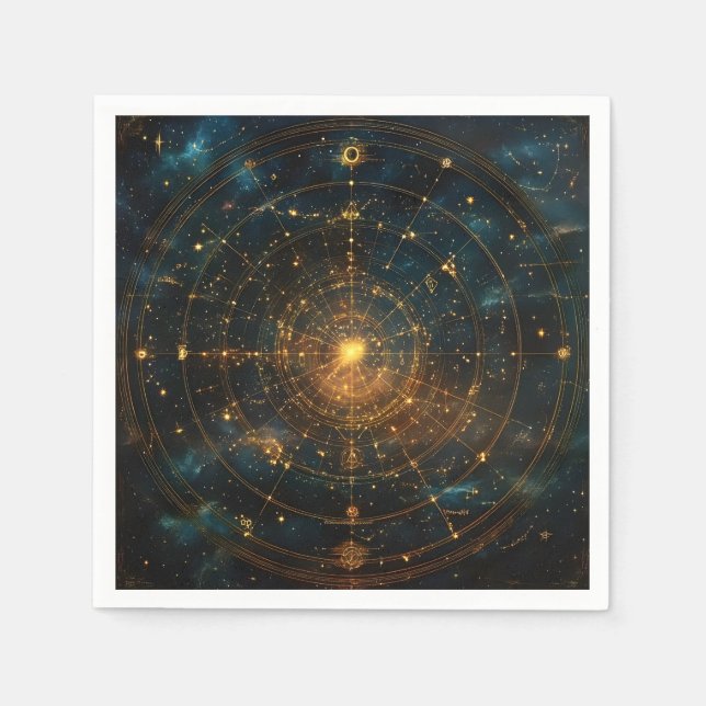 Golden Celestial Star Map (3) Napkins (Front)