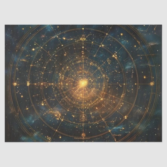 Golden Celestial Star Map (3) Tissue Paper (Front)