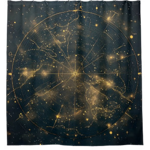 Golden Celestial Star Map (5) Shower Curtain
