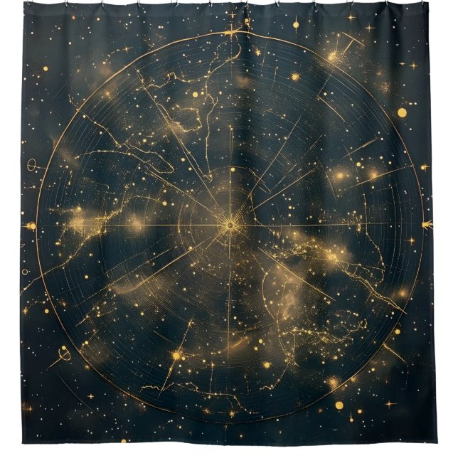 Golden Celestial Star Map (5) Shower Curtain (Front)