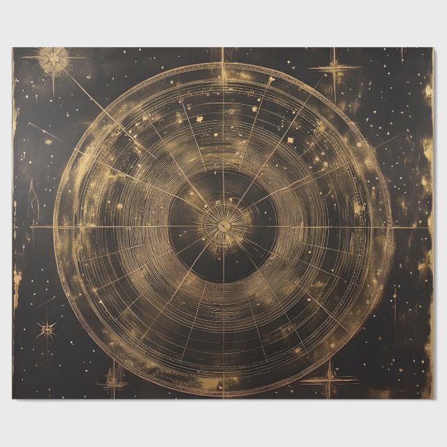 Golden Celestial Star Map (5) Wrapping Paper (Flat)