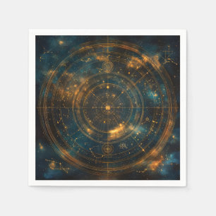 Golden Celestial Star Map Napkins