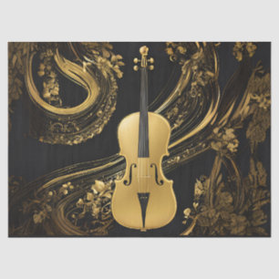 Golden Cello on Black Tissue Paper
