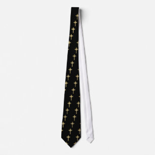 Golden Celtic Christian Cross Neck Tie