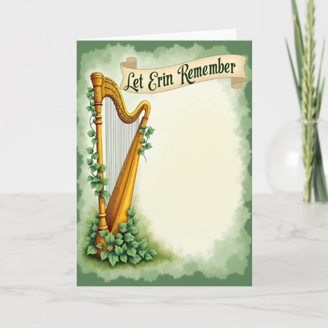 Golden Celtic Harp Remember Card (Front)