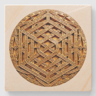 Golden Celtic Knot Mystic Stone Coaster