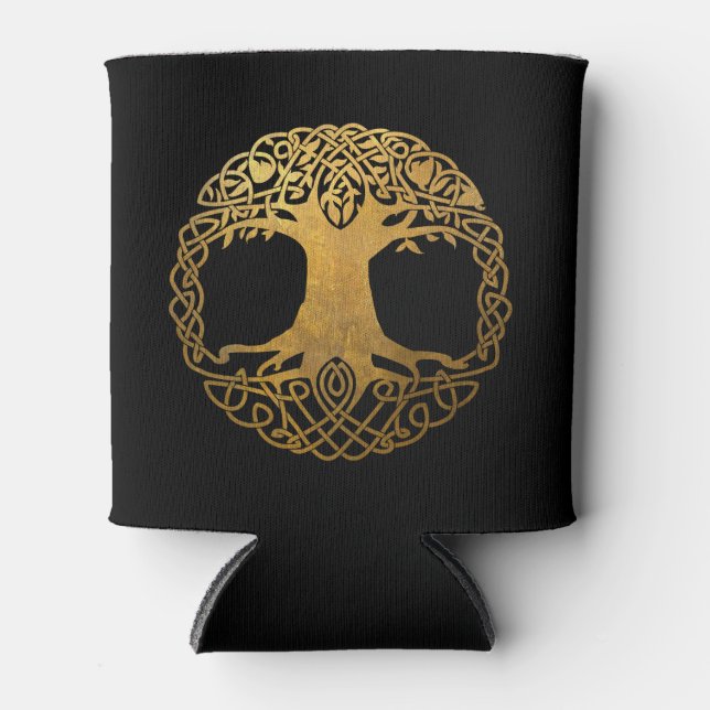 Golden Celtic Tree of Life Can Cooler (Front)