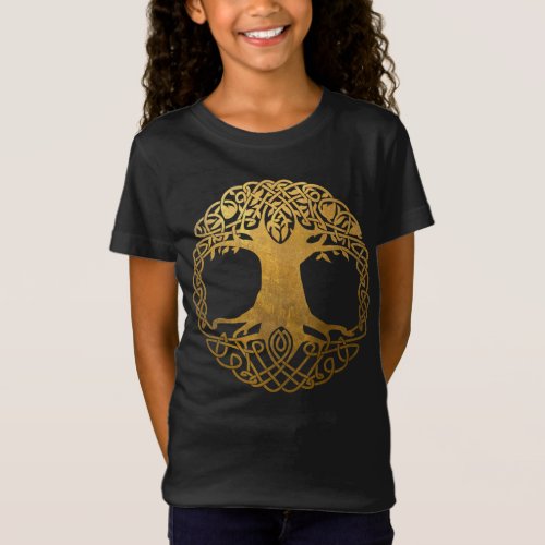 Golden Celtic Tree of Life T_Shirt