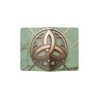 Golden Celtic Triquetra on Pale Mint Green Marble  Passport Holder