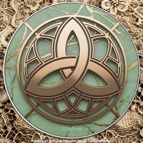 Golden Celtic Triquetra on Pale Mint Green Marble  Wireless Charger