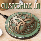 Golden Celtic Triquetra on Pale Mint Green Marble Wireless Charger