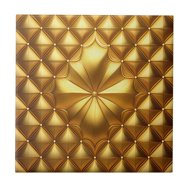 Golden Center Burst  Ceramic Tile (Front)