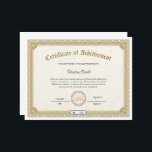Golden Certificate of Achievement<br><div class="desc">Printable Certificate Template. Certificate of achievement. Multipurpose Certificate</div>