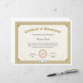 Golden Certificate of Achievement