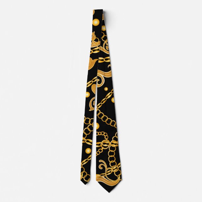 Golden Chain Classy Pattern Neck Tie (Back)