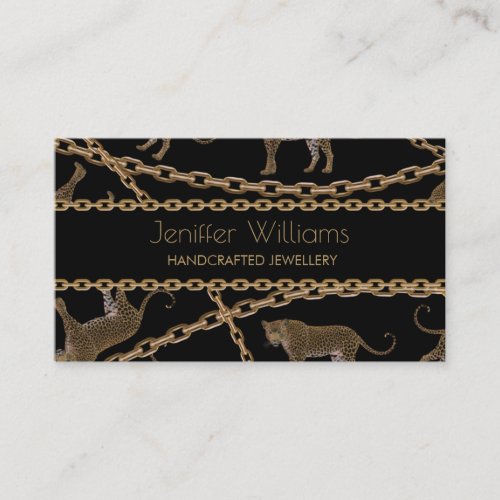 Golden chain glamour leopard cheetah           bus business card