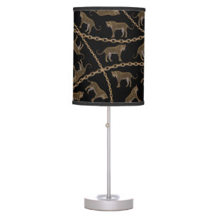Golden chain glamour leopard cheetah table lamp