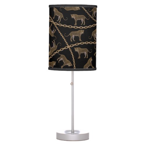 Golden chain glamour leopard cheetah table lamp