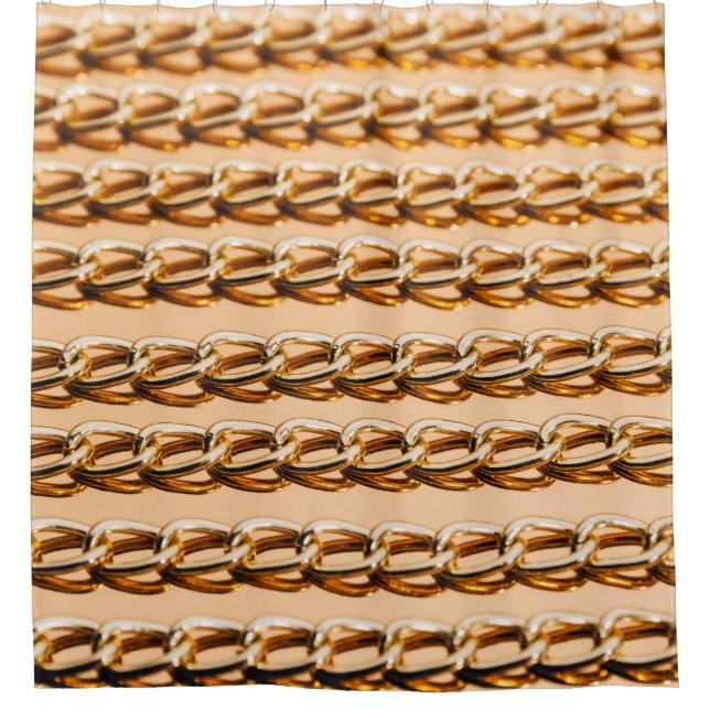 Golden Chains: Reflective Luxury Seamless Shower Curtain (Front)