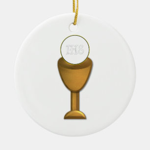 Golden Chalice and Host - Holy Communion Ceramic Ornament