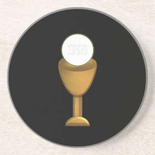 Golden Chalice and Host - Holy Communion Drink Coaster