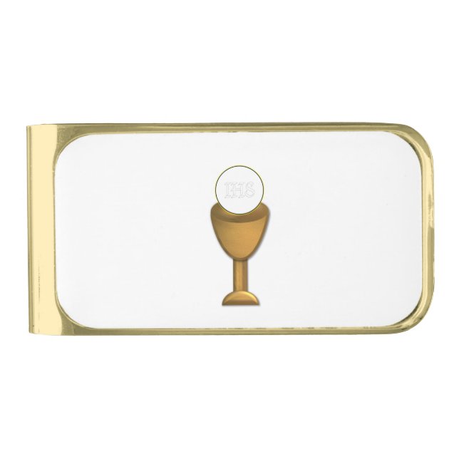 Golden Chalice and Host - Holy Communion Gold Finish Money Clip (Front)