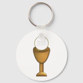 Golden Chalice and Host - Holy Communion Keychain