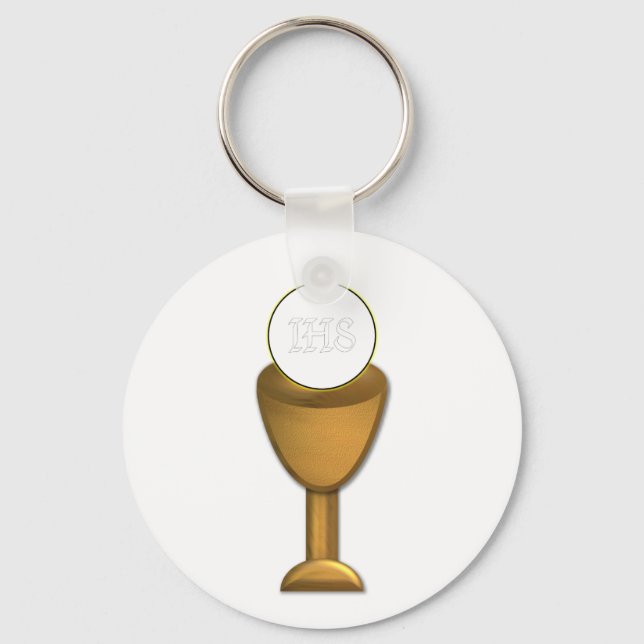 Golden Chalice and Host - Holy Communion Keychain (Front)