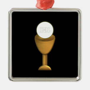 Golden Chalice and Host - Holy Communion Metal Ornament