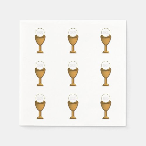 Golden Chalice and Host _ Holy Communion Paper Napkins
