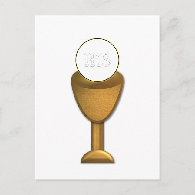 Golden Chalice and Host - Holy Communion Postcard (Front)