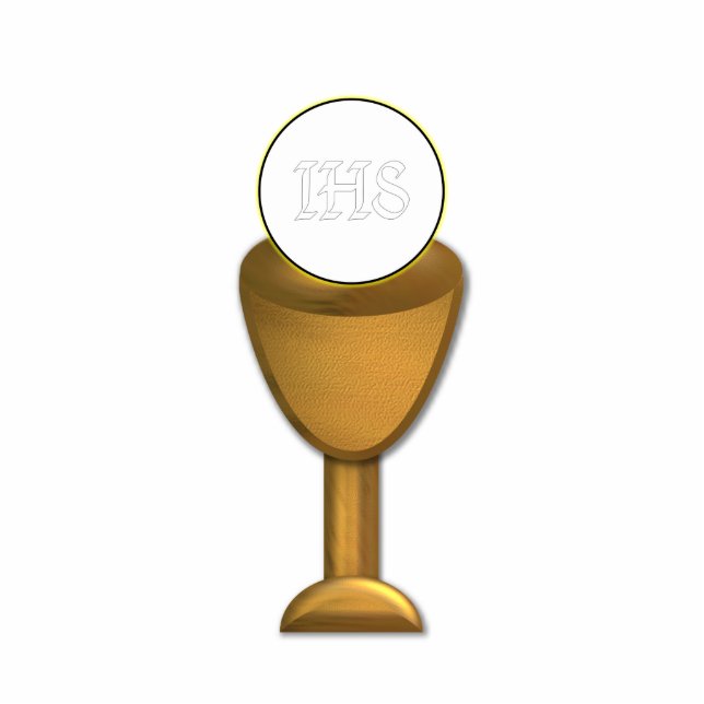 Golden Chalice and Host - Holy Communion Statuette (Front)