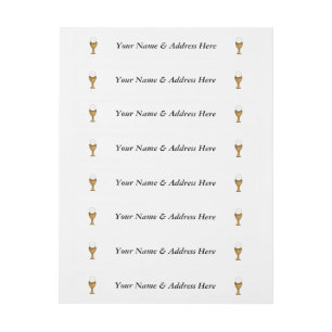 Golden Chalice and Host - Holy Communion Wrap Around Address Label